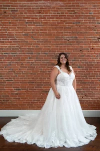 woman in white strapped bridal gown
