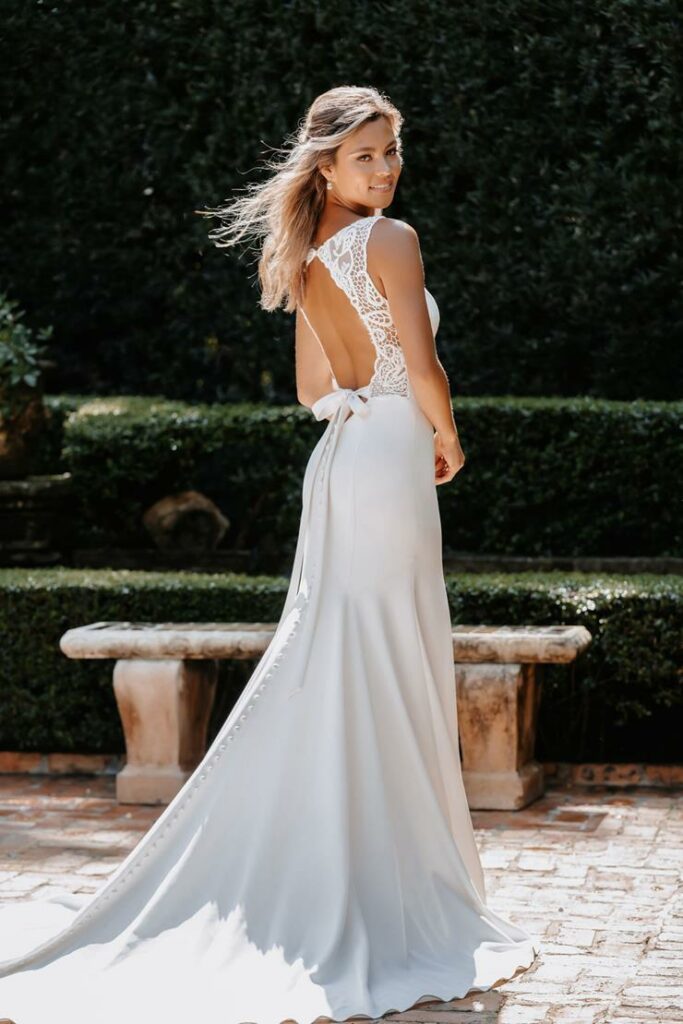 classic bridal dress with open back
